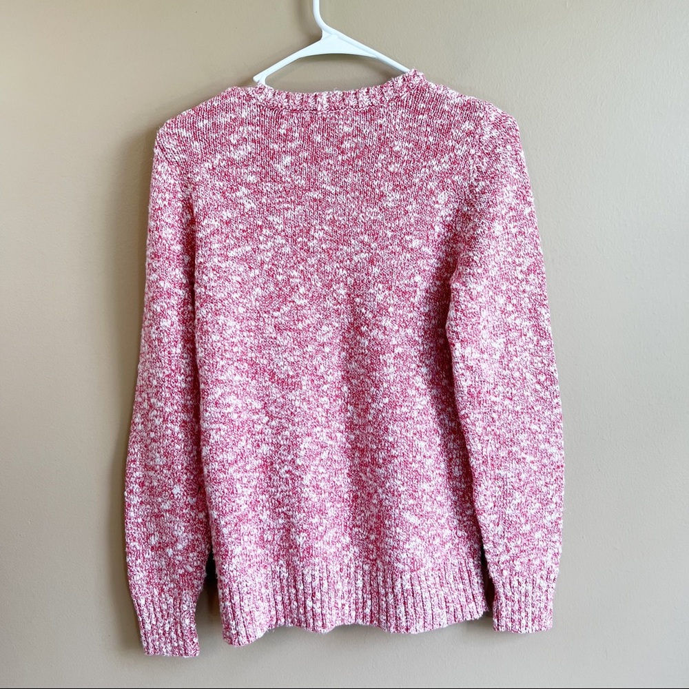 LL BEAN Women's Cotton Ragg Sweater Red Marled Size Small 100% Cotton - Picture 3 of 8